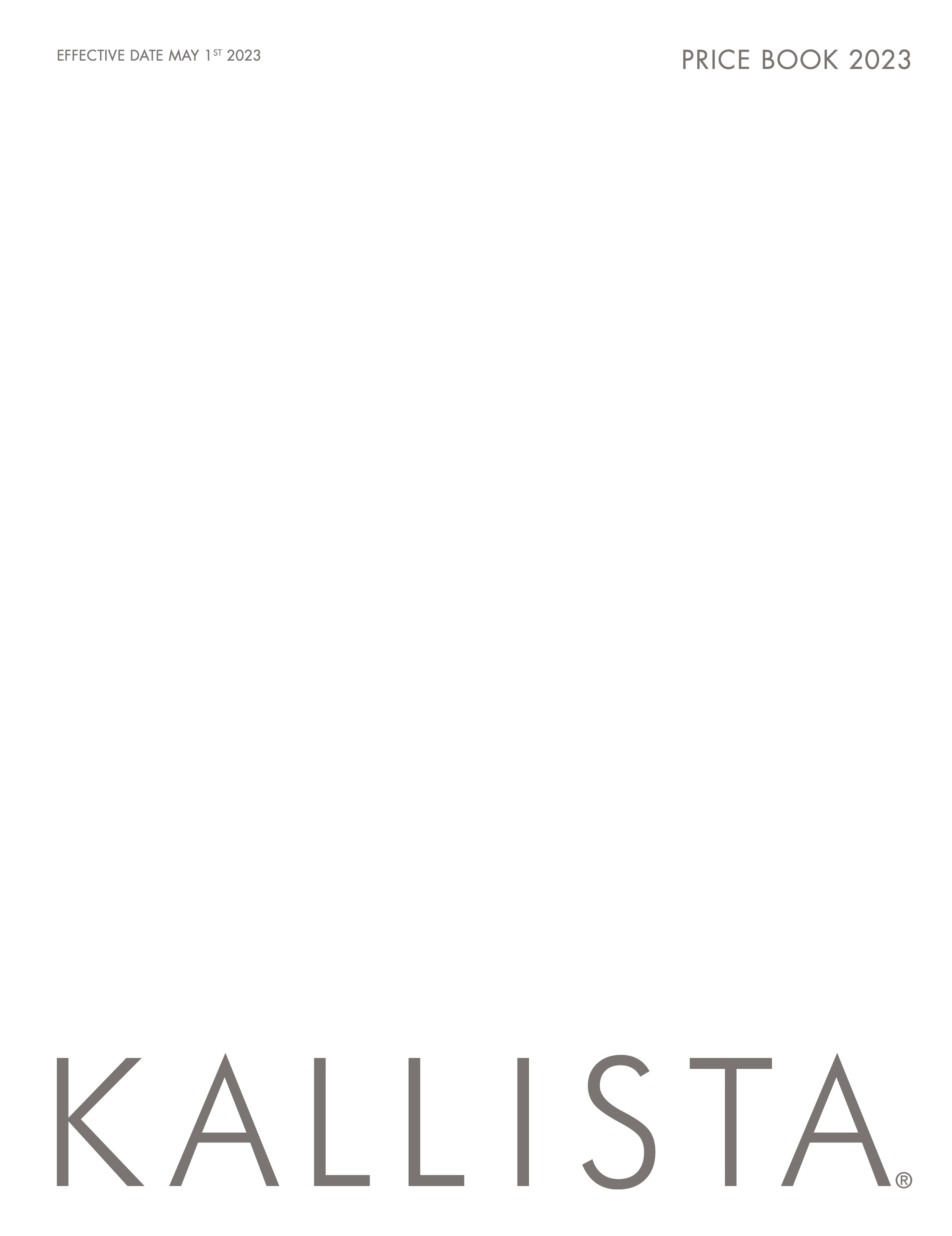 2023 Kallista Price Book